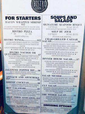 Dinner Menu from 5/15/2018