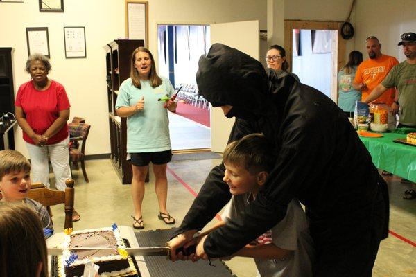 Cake Cutting Ceremony During our Birthday Parties