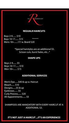 This is our revamped price list. We try to given our customers as much as we can...