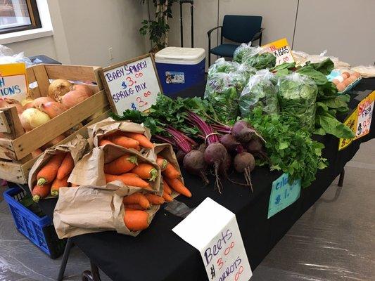 Fresh produce, duck eggs, and tortillas at the indoor market