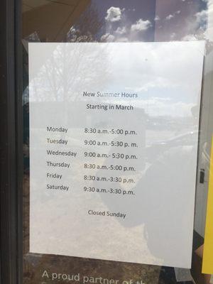 Summer hours