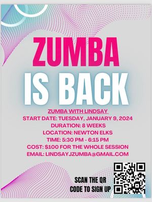 Zumba is back! Sign up today for the session starting January 9, 2024.