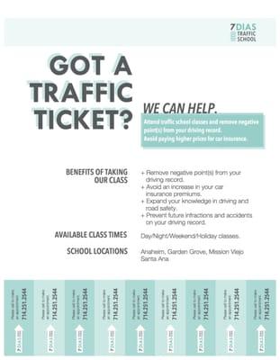 All you need to know about Traffic School! Classes in SPANISH AND ENGLISH.