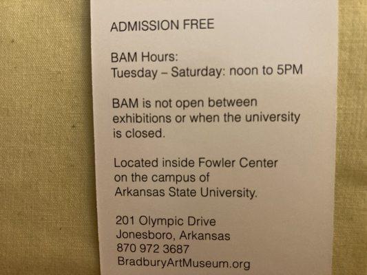 hours of operation (also closed when the university itself is closed)