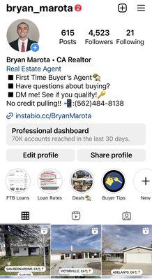 Follow IG for daily home tours, rate updates, home deals & story info to help you get approved for a mortgage in the future! @bryan_marota