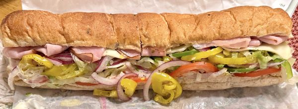 Healthy portion!  Soft bread! Fresh ingredients! Awesome Black Forest Ham with Provolone Cheese. #Subway. Be sure to get the app for BOGO!