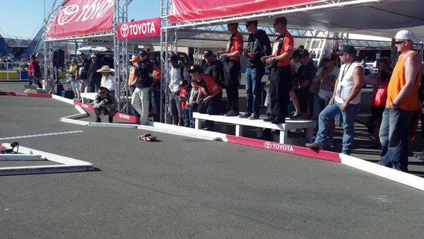 Infinion Raceway, Sonoma CA.   Joey Logano and his NASCAR Pit Crew try the track out.