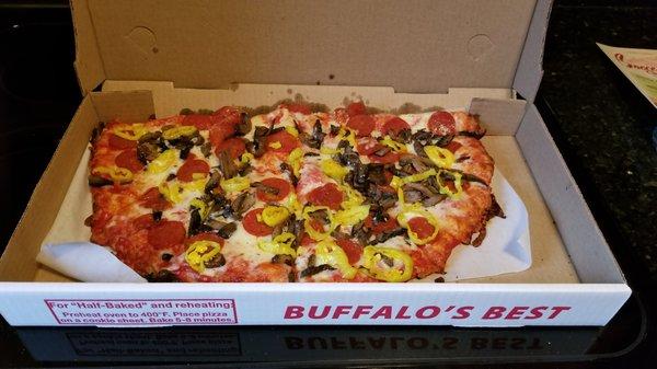 Half (six slices) - Cheese, Pepperoni, Banana Peppers, Mushrooms