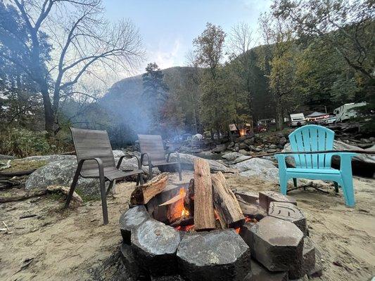 Fire pit on the river