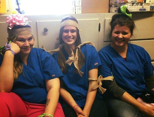 The Animal Hospital team having some momentary down time to celebrate Veterinary Technician Appreciation Week!