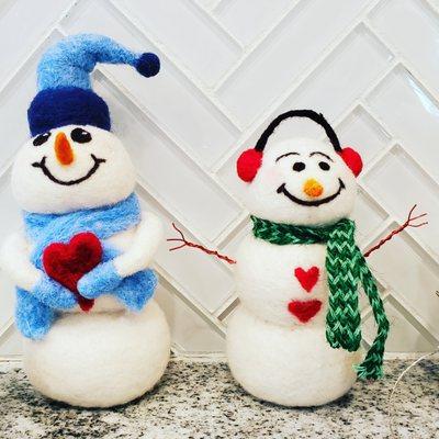 Needle felted snowman workshop.