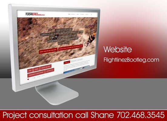 Website Design and Development | Dieter Designs | 702.468.3545 | Live link to website: http://www.flightlinezbootleg.com/