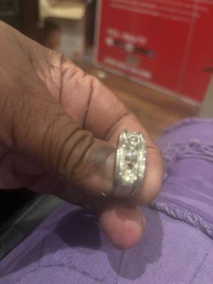 This is a photo of the missing diamond that fell out of the ring purchased at Kay's...after only wearing for 2 days...smh!!!!!