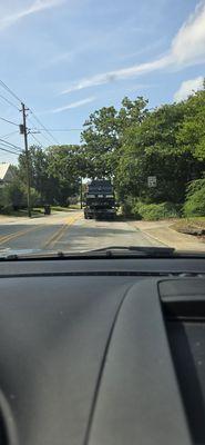 The driver hitting trees with my truck.