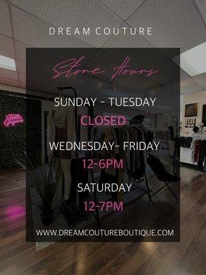 OUR NEW STORE HOURS