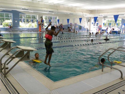 Gaining safety skills while learning to swim.