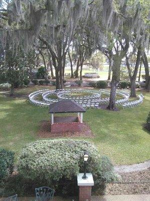 Spiral chair setting for a backyard wedding