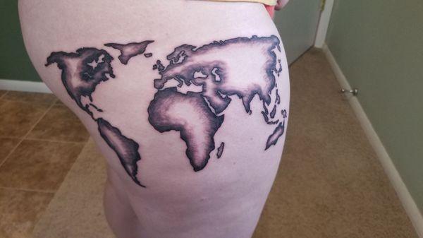 World map tattoo by Lalo