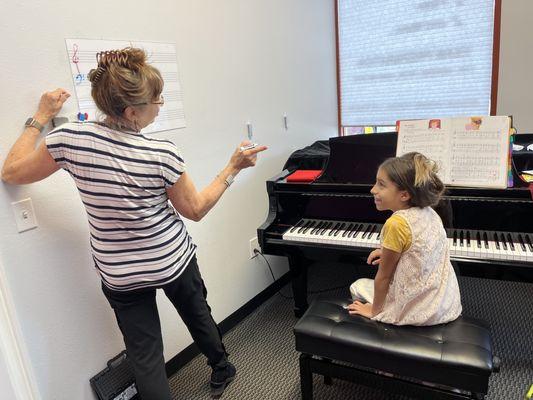 Taking piano lessons