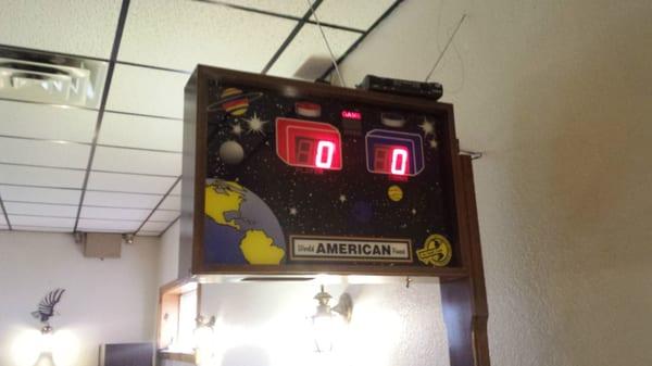 Shuffle board. Mom and I beat the boys this time!