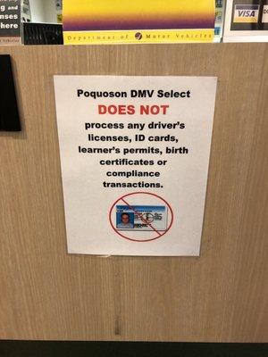 DMV "Select" rules