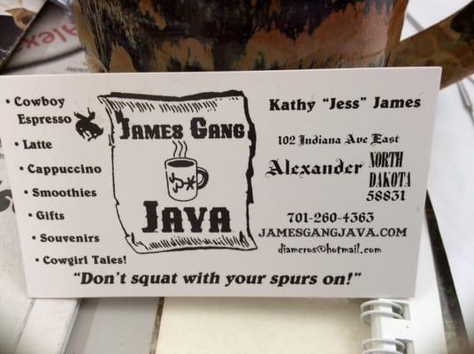 James Gang Java business card