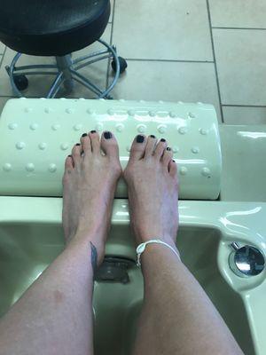 Funny looking toes + bunions but they're the feet God gave me! Thankful for a judgment free pedicure!