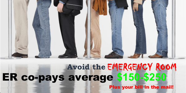 ER co-pays average $150-$250! You will pay less than this with Pop-A-Rock and will not receive a $1000+ bill afterwords.