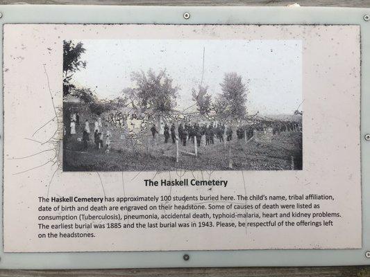 Placard near entrance that tells a bit of the story of the cemetery.