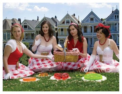 July's joy for jello & picnics seated near SF's Painted Ladies