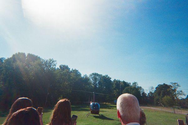 Helicopter at wedding reception