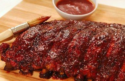 Fully cooked BBQ marinated pork spare ribs.