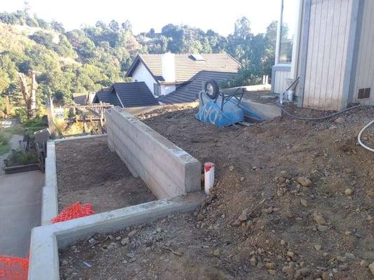 terraced walls at steeper native soils