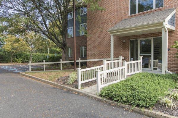 Exterior entrance, handicap accessible