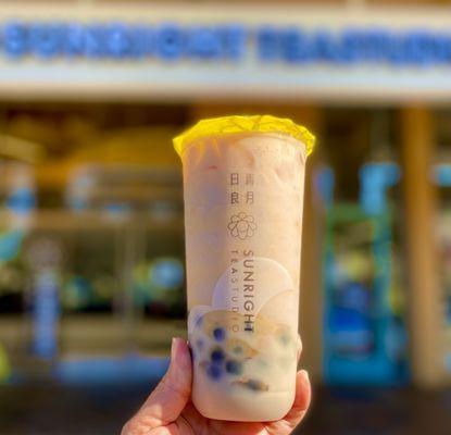 Taro Milk Tea with brown sugar boba - yum!!