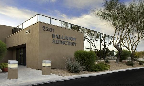 Ballroom Addiction's beautiful exterior. We feature a fully lit parking lot & security patrol!