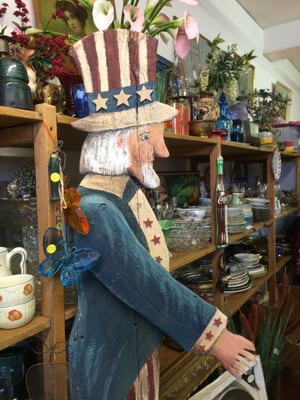 Everything from Uncle Sam to vintage decorative items, furniture,primitives,record albums, vintage & something for everyone !!