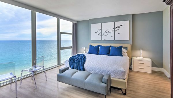 2/2 Bedroom #1 with amazing ocean view, king bed and 55" tv.