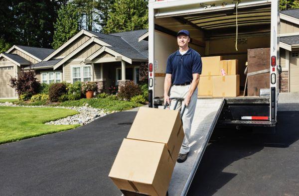 Employee unloading truck.