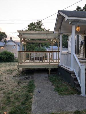 Finished deck with built in pergola