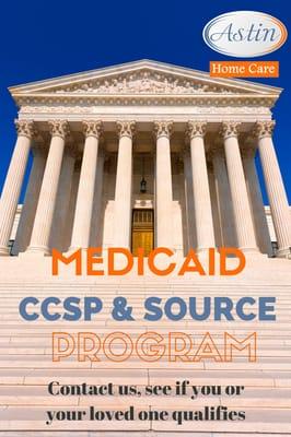 Astin Home Care is an approved CCSP & SOURCE Medicaid waiver provider. We assist with personal support services.