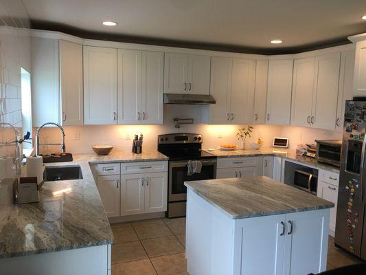 Customer purchased cabinets/trim and we installed.