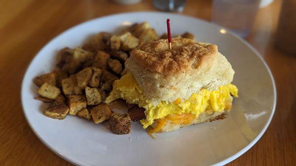 Country breakfast sammie with housemade fries