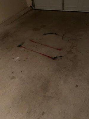 Paint all over the garage floor.