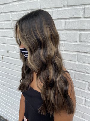 Caramel balayage with a trim.