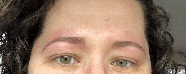 Right after threading - excuse the redness :)