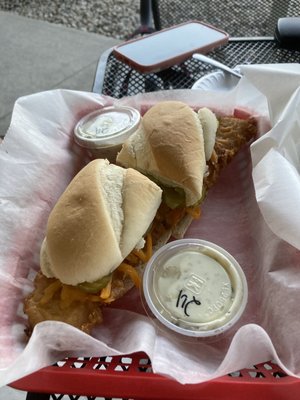 Fish sandwich with double tarter sauce