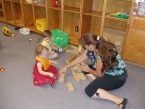 "Nanny" playing with the kids.