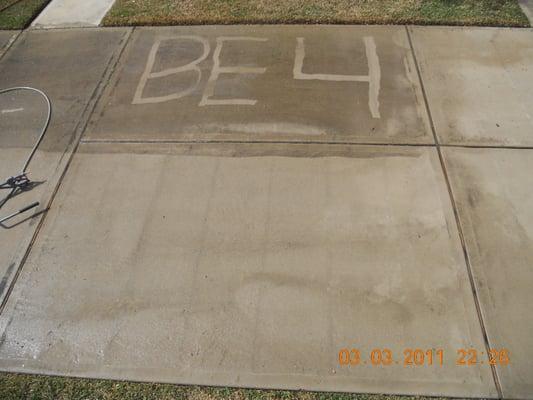 before and after concrete cleaning with power wash