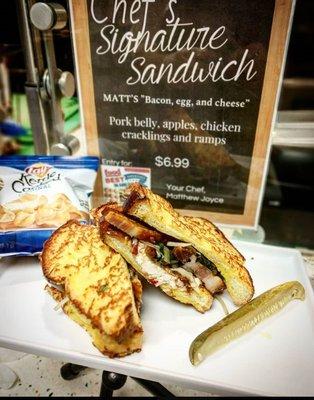 SIGNATURE SANDWICH ALERT! Executive Chef Matt Joyce with his take on a "bacon, egg, and cheese"